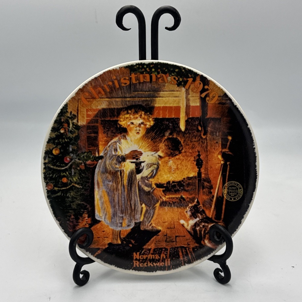 Christmas Plate 1979 Norman Rockwell Somebody's Up There - Vtg Edwin M Knowles